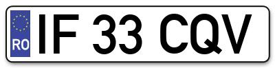 Placuta inmatriculare numar auto  IF-33-CQV, IF 33 CQV, IF33CQV