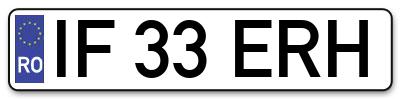 Placuta inmatriculare numar auto  IF-33-ERH, IF 33 ERH, IF33ERH
