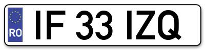 Placuta inmatriculare numar auto  IF-33-IZQ, IF 33 IZQ, IF33IZQ
