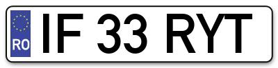 Placuta inmatriculare numar auto  IF-33-RYT, IF 33 RYT, IF33RYT