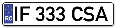 Placuta inmatriculare numar auto  IF-333-CSA, IF 333 CSA, IF333CSA