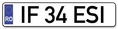 Placuta inmatriculare numar auto  IF-34-ESI, IF 34 ESI, IF34ESI