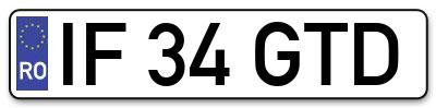 Placuta inmatriculare numar auto  IF-34-GTD, IF 34 GTD, IF34GTD