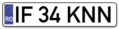 Placuta inmatriculare numar auto  IF-34-KNN, IF 34 KNN, IF34KNN