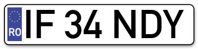 Placuta inmatriculare numar auto  IF-34-NDY, IF 34 NDY, IF34NDY