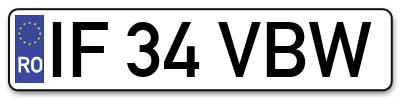 Placuta inmatriculare numar auto  IF-34-VBW, IF 34 VBW, IF34VBW