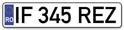 Placuta inmatriculare numar auto  IF-345-REZ, IF 345 REZ, IF345REZ