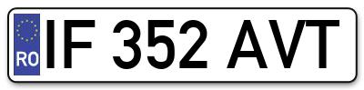 Placuta inmatriculare numar auto  IF-352-AVT, IF 352 AVT, IF352AVT