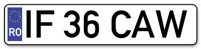 Placuta inmatriculare numar auto  IF-36-CAW, IF 36 CAW, IF36CAW