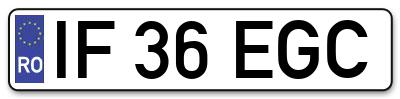 Placuta inmatriculare numar auto  IF-36-EGC, IF 36 EGC, IF36EGC
