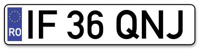 Placuta inmatriculare numar auto  IF-36-QNJ, IF 36 QNJ, IF36QNJ