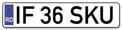 Placuta inmatriculare numar auto  IF-36-SKU, IF 36 SKU, IF36SKU