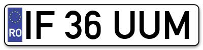 Placuta inmatriculare numar auto  IF-36-UUM, IF 36 UUM, IF36UUM