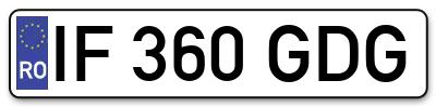 Placuta inmatriculare numar auto  IF-360-GDG, IF 360 GDG, IF360GDG