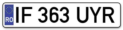 Placuta inmatriculare numar auto  IF-363-UYR, IF 363 UYR, IF363UYR