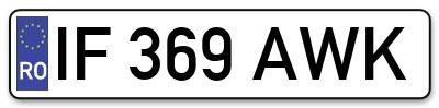 Placuta inmatriculare numar auto  IF-369-AWK, IF 369 AWK, IF369AWK
