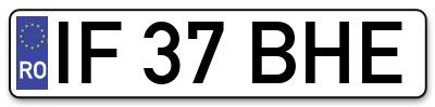 Placuta inmatriculare numar auto  IF-37-BHE, IF 37 BHE, IF37BHE