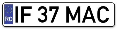 Placuta inmatriculare numar auto  IF-37-MAC, IF 37 MAC, IF37MAC
