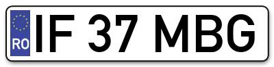 Placuta inmatriculare numar auto  IF-37-MBG, IF 37 MBG, IF37MBG