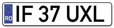 Placuta inmatriculare numar auto  IF-37-UXL, IF 37 UXL, IF37UXL