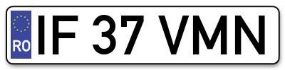 Placuta inmatriculare numar auto  IF-37-VMN, IF 37 VMN, IF37VMN