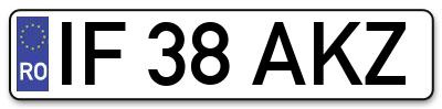 Placuta inmatriculare numar auto  IF-38-AKZ, IF 38 AKZ, IF38AKZ
