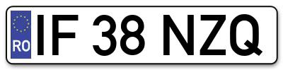 Placuta inmatriculare numar auto  IF-38-NZQ, IF 38 NZQ, IF38NZQ