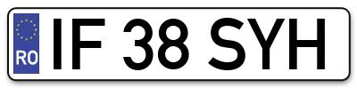 Placuta inmatriculare numar auto  IF-38-SYH, IF 38 SYH, IF38SYH