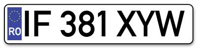 Placuta inmatriculare numar auto  IF-381-XYW, IF 381 XYW, IF381XYW