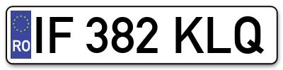 Placuta inmatriculare numar auto  IF-382-KLQ, IF 382 KLQ, IF382KLQ
