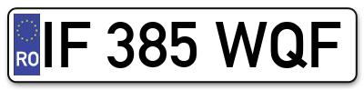 Placuta inmatriculare numar auto  IF-385-WQF, IF 385 WQF, IF385WQF