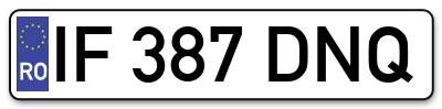 Placuta inmatriculare numar auto  IF-387-DNQ, IF 387 DNQ, IF387DNQ