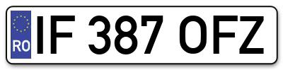 Placuta inmatriculare numar auto  IF-387-OFZ, IF 387 OFZ, IF387OFZ