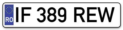 Placuta inmatriculare numar auto  IF-389-REW, IF 389 REW, IF389REW