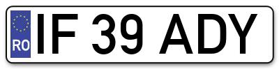 Placuta inmatriculare numar auto  IF-39-ADY, IF 39 ADY, IF39ADY