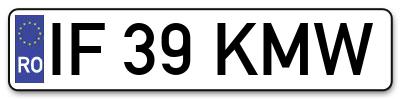 Placuta inmatriculare numar auto  IF-39-KMW, IF 39 KMW, IF39KMW