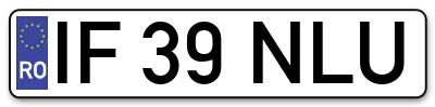 Placuta inmatriculare numar auto  IF-39-NLU, IF 39 NLU, IF39NLU
