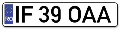 Placuta inmatriculare numar auto  IF-39-OAA, IF 39 OAA, IF39OAA