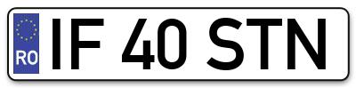 Placuta inmatriculare numar auto  IF-40-STN, IF 40 STN, IF40STN