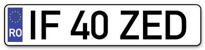 Placuta inmatriculare numar auto  IF-40-ZED, IF 40 ZED, IF40ZED