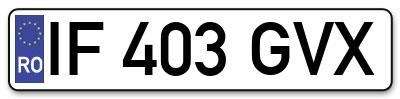 Placuta inmatriculare numar auto  IF-403-GVX, IF 403 GVX, IF403GVX