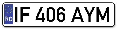 Placuta inmatriculare numar auto  IF-406-AYM, IF 406 AYM, IF406AYM