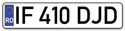 Placuta inmatriculare numar auto  IF-410-DJD, IF 410 DJD, IF410DJD