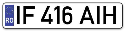 Placuta inmatriculare numar auto  IF-416-AIH, IF 416 AIH, IF416AIH