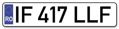 Placuta inmatriculare numar auto  IF-417-LLF, IF 417 LLF, IF417LLF