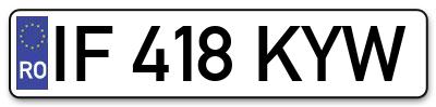 Placuta inmatriculare numar auto  IF-418-KYW, IF 418 KYW, IF418KYW