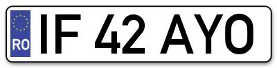 Placuta inmatriculare numar auto  IF-42-AYO, IF 42 AYO, IF42AYO