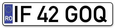 Placuta inmatriculare numar auto  IF-42-GOQ, IF 42 GOQ, IF42GOQ