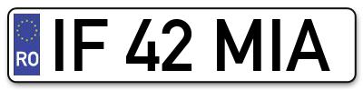 Placuta inmatriculare numar auto  IF-42-MIA, IF 42 MIA, IF42MIA