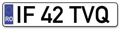 Placuta inmatriculare numar auto  IF-42-TVQ, IF 42 TVQ, IF42TVQ